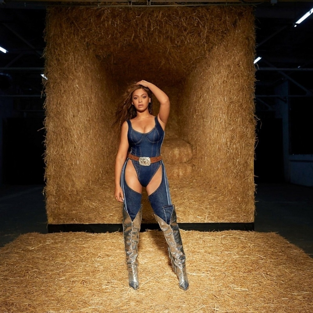 IVY PARK ADIDAS Rodeo Beyonce Denim Bodysuit Size Small VGUC